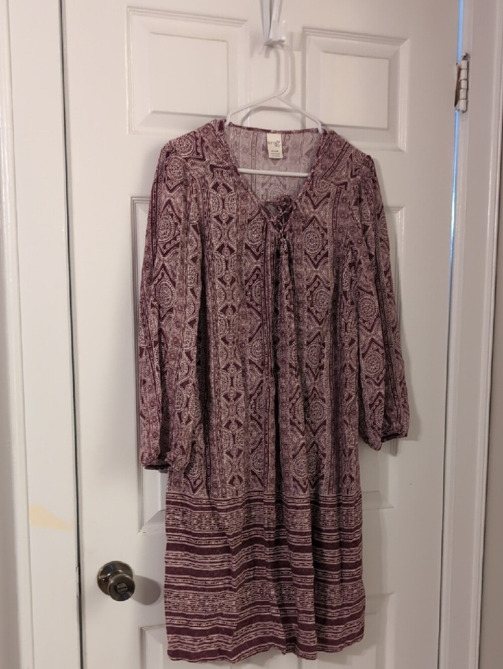 Terra & Sky Mauve Printed Peasant Midi Dress